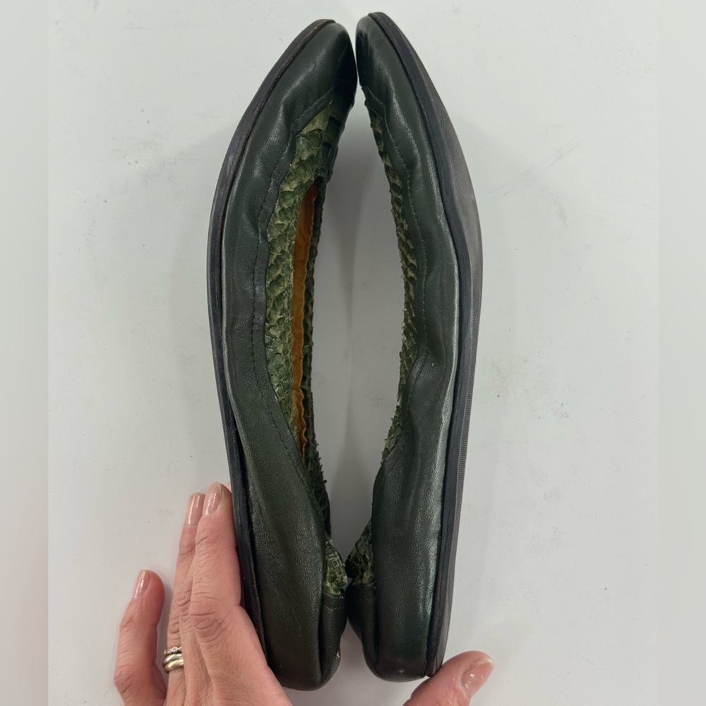 Lanvin Green Python Leather Ballet Flats - image 5